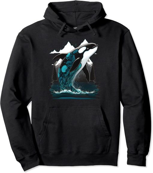 Colourful mystical orca whale watching dolphin pottwhale orca whale Pullover Hoodie