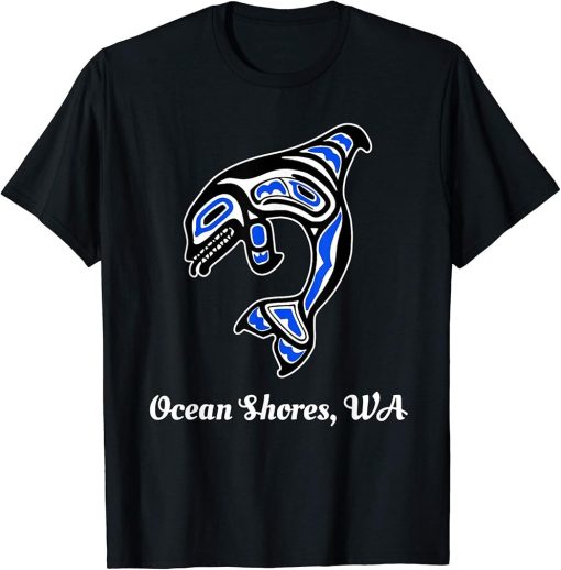 Blue Native American Ocean Shores WA Orca Killer Whale T-Shirt