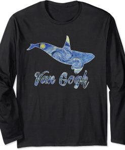 Orca Van Gogh Starry Night Art Van Gogh Painting Whale Long Sleeve T-Shirt