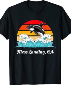 Vintage Moss Landing CA Distressed Orca Killer Whale Art T-Shirt